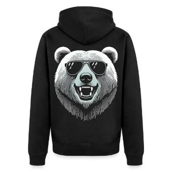 Cool bear head with sunglasses - Unisex Premium Organic Zip Hoodie - black - Back - Nico (187cm)
