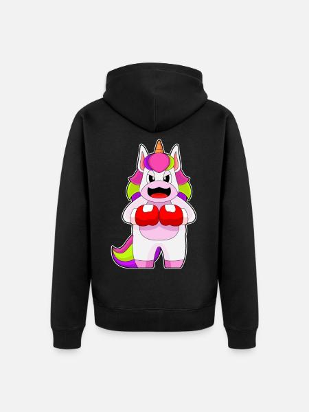 Einhorn Boxer Boxhandschuhe Boxen - Unisex Premium Bio Zip Hoodie - Schwarz