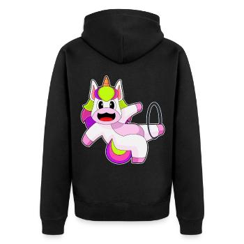 Einhorn Fitnessreifen Workout Gymnastik - Unisex Premium Bio Zip Hoodie - Schwarz - Hinten - Nico (187cm)