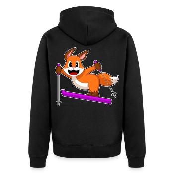 Fuchs Skispringer Ski Wintersport - Unisex Premium Bio Zip Hoodie - Schwarz - Hinten - Nico (187cm)
