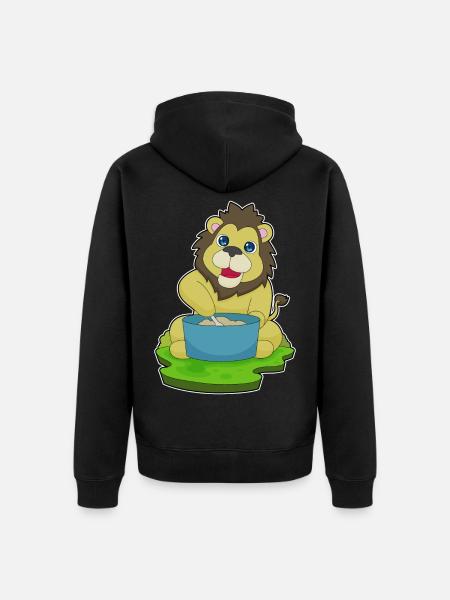 Lion Cook Cooking Pot Cooking - Unisex Premium Organic Zip Hoodie - black