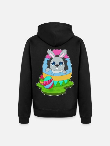 Bunny Easter Easter Egg - Unisex Premium Organic Zip Hoodie - black