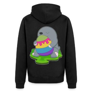 Maulwurf Ostern Osterei - Unisex Premium Bio Zip Hoodie - Schwarz - Hinten - Nico (187cm)