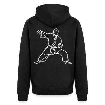 Judoka Sketch - Unisex Premium Organic Zip Hoodie - black - Back - Nico (187cm)