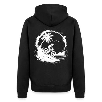 Mountainbike Radfahrer Skizze - Unisex Premium Bio Zip Hoodie - Schwarz - Hinten - Nico (187cm)