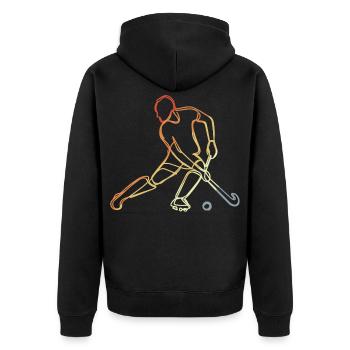 Vintage Feldhockey Skizze - Unisex Premium Bio Zip Hoodie - Schwarz - Hinten - Nico (187cm)