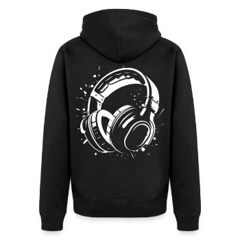 Dj Headphones Sketch - Veste à capuche bio Premium Unisexe - noir - Dos - Nico (187cm)