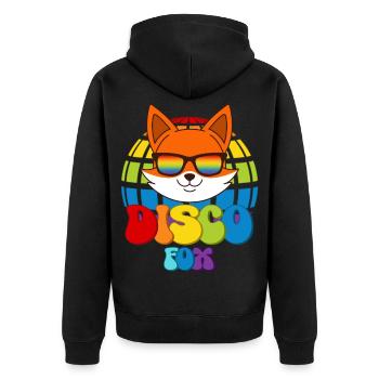 Disco Fox Discokugel Fuchs Sonnenbrille Discofox - Unisex Premium Bio Zip Hoodie - Schwarz - Hinten - Nico (187cm)
