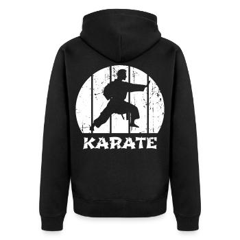 Karateka - Unisex Premium Bio Zip Hoodie - Schwarz - Hinten - Nico (187cm)
