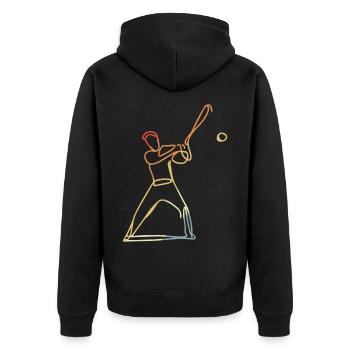 Vintage Baseball Spieler - Unisex Premium Bio Zip Hoodie - Schwarz - Hinten - Nico (187cm)