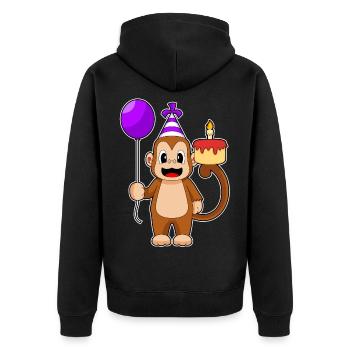 Monkey Birthday Balloon - Unisex Premium Organic Zip Hoodie - black - Back - Nico (187cm)