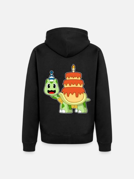 Turtle Birthday Cake - Unisex Premium Organic Zip Hoodie - black
