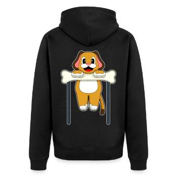Dog Bodybuilder Pull-ups Bodybuilding - Unisex Premium Organic Zip Hoodie - black - Back - Nico (187cm)