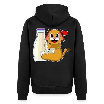 Hund Milch - Unisex Premium Bio Zip Hoodie - Schwarz - Hinten - Nico (187cm)