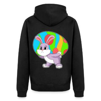 Hase Ostern Osterei - Unisex Premium Bio Zip Hoodie - Schwarz - Hinten - Nico (187cm)