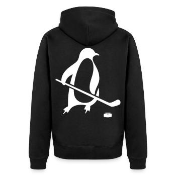Penguin Ice Hockey Silhouette Minimalist - Unisex Premium Organic Zip Hoodie - black - Back - Nico (187cm)