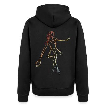 Badmintonspielerin Skizze - Unisex Premium Bio Zip Hoodie - Schwarz - Hinten - Nico (187cm)