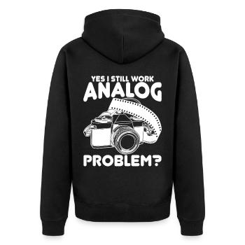 Photography Joke - Unisex Premium Organic Zip Hoodie - black - Back - Nico (187cm)