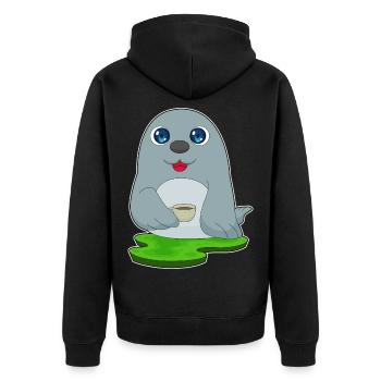 Tasse à café Seal - Veste à capuche bio Premium Unisexe - noir - Dos - Nico (187cm)