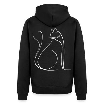 Katze - Unisex Premium Bio Zip Hoodie - Schwarz - Hinten - Nico (187cm)
