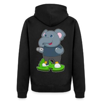 Bodybuilding éléphant avec haltères - Veste à capuche bio Premium Unisexe - noir - Dos - Nico (187cm)