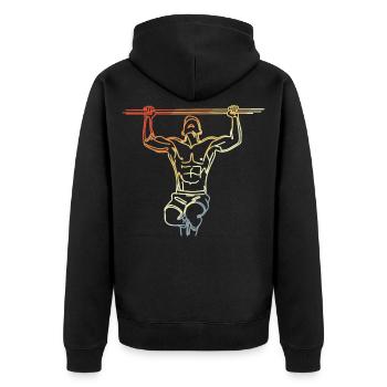 Fitness Sportler Skizze - Unisex Premium Bio Zip Hoodie - Schwarz - Hinten - Nico (187cm)