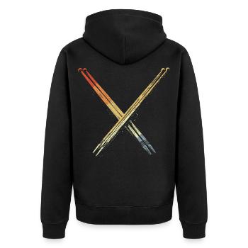 Drumsticks Vintage Look - Unisex Premium Bio Zip Hoodie - Schwarz - Hinten - Nico (187cm)