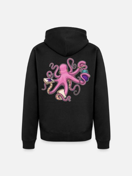 Octopus Sandwich - Unisex Premium Organic Zip Hoodie - black