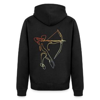 Vintage Bogenschütze - Unisex Premium Bio Zip Hoodie - Schwarz - Hinten - Nico (187cm)