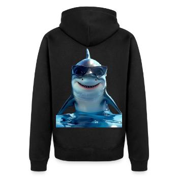 Hai Haifisch Tigerhai Grauhai Haie Weißer Hai - Unisex Premium Bio Zip Hoodie - Schwarz - Hinten - Nico (187cm)