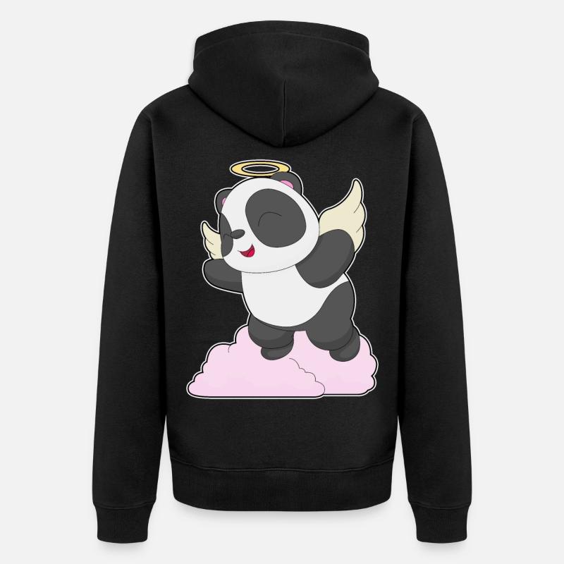 Panda Engel Engelsflügel - Unisex Premium Bio Zip Hoodie - Schwarz