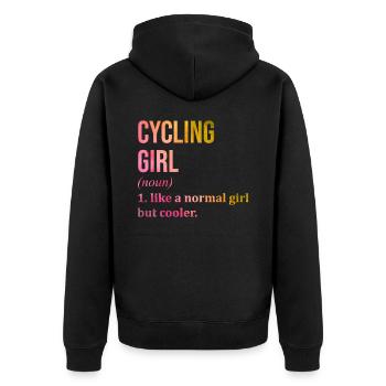 Radfahren - Unisex Premium Bio Zip Hoodie - Schwarz - Hinten - Nico (187cm)