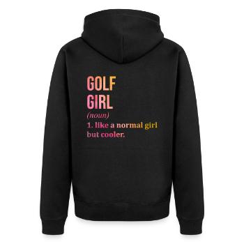 Golf - Unisex Premium Bio Zip Hoodie - Schwarz - Hinten - Nico (187cm)