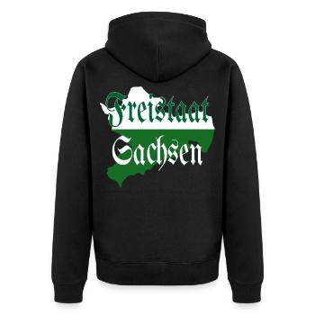 Freistaat Sachsen grün weiß - Unisex Premium Bio Zip Hoodie - Schwarz - Hinten - Nico (187cm)