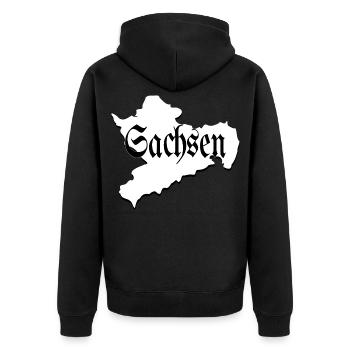 Sachsen schwarz weiß - Unisex Premium Bio Zip Hoodie - Schwarz - Hinten - Nico (187cm)