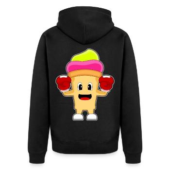 Cupcake Boxer Boxhandschuhe Boxen - Unisex Premium Bio Zip Hoodie - Schwarz - Hinten - Nico (187cm)