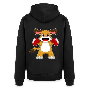 Dog Boxer Boxing Gloves Boxing - Unisex Premium Organic Zip Hoodie - black - Back - Nico (187cm)