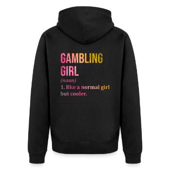 Gamble - Unisex Premium Organic Zip Hoodie - black - Back - Nico (187cm)