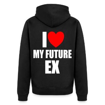 Ich liebe meinen zukünftigen Ex - Unisex Premium Bio Zip Hoodie - Schwarz - Hinten - Nico (187cm)