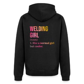 Schweißer - Unisex Premium Bio Zip Hoodie - Schwarz - Hinten - Nico (187cm)