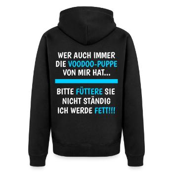 Wer Auch Immer Die Voodoo-Puppe Hat Lustig Spruch - Unisex Premium Bio Zip Hoodie - Schwarz - Hinten - Nico (187cm)