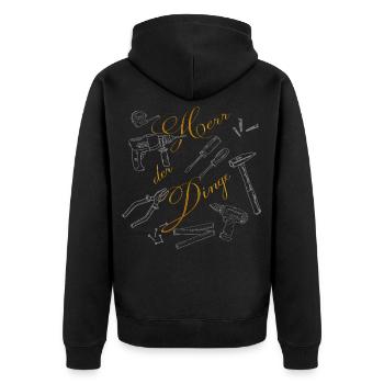 Herr der Dinge Handwerker Hobby Bastler Werkzeug - Unisex Premium Bio Zip Hoodie - Schwarz - Hinten - Nico (187cm)