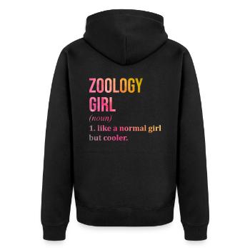 Zoologie - Unisex Premium Bio Zip Hoodie - Schwarz - Hinten - Nico (187cm)