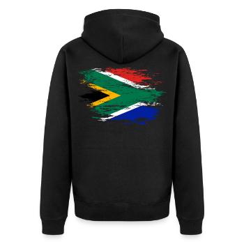 Drapeau de l’Afrique du Sud utilisé - Veste à capuche bio Premium Unisexe - noir - Dos - Nico (187cm)
