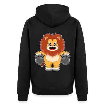 Lion Bodybuilder Dumbbells Bodybuilding - Veste à capuche bio Premium Unisexe - noir - Dos - Nico (187cm)