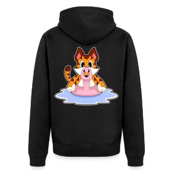 Flamant rose tigré - Veste à capuche bio Premium Unisexe - noir - Dos - Nico (187cm)