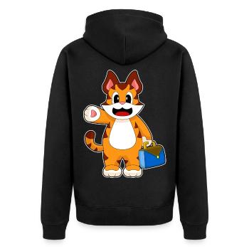 Tiger Handtasche - Unisex Premium Bio Zip Hoodie - Schwarz - Hinten - Nico (187cm)