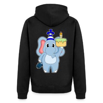 Elephant Birthday Cake - Unisex Premium Organic Zip Hoodie - black - Back - Nico (187cm)