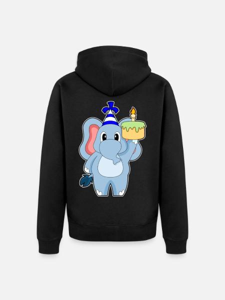 Elephant Birthday Cake - Unisex Premium Organic Zip Hoodie - black