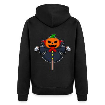 Vogelscheuche Halloween Kürbis - Unisex Premium Bio Zip Hoodie - Schwarz - Hinten - Nico (187cm)